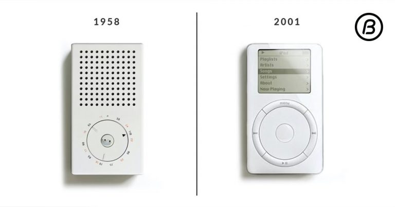 AppleのIpodデザインに影響を与えたディーター・ラムスのデザイン (左)