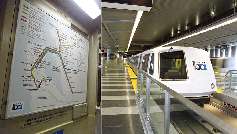 サンフランシスコの地下鉄BARTとその路線図