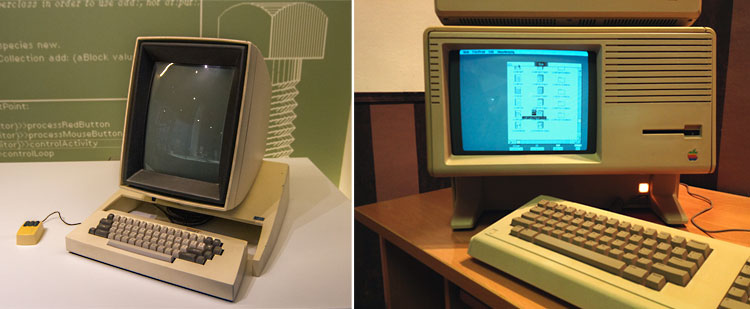 インスパイア元のXerox Alto (左) とApple Lisa (右)