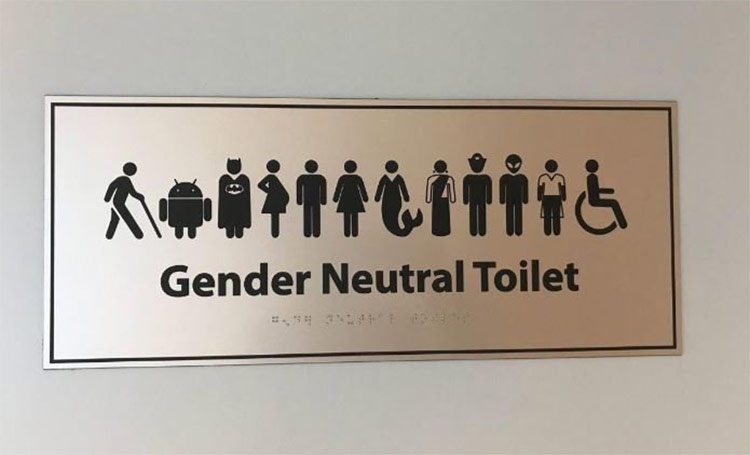 ユーモアのあるインクルーシブトイレのサイン