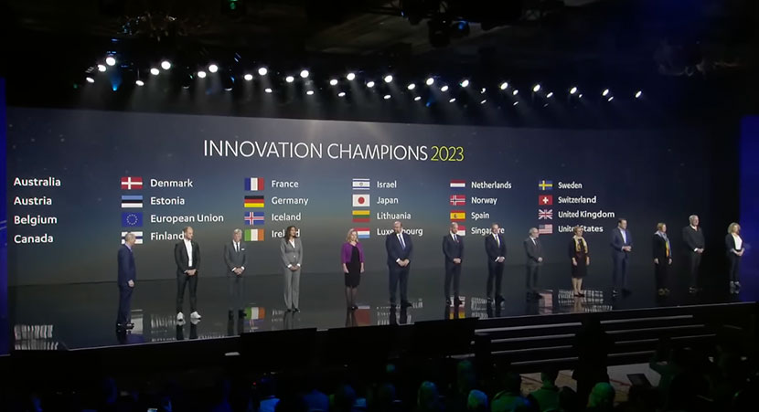 イノベーションチャンピオンの受賞国: 日本は25位