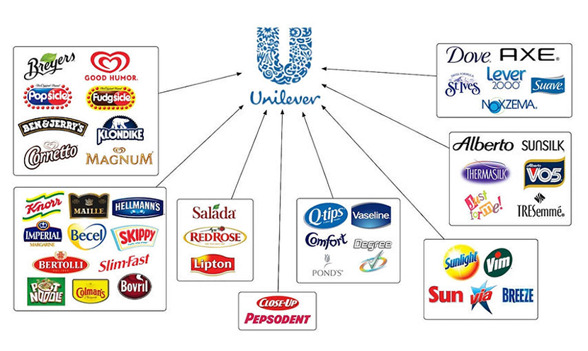 複数のブランドを抱えるユニリーバの事業ポートフォリオ