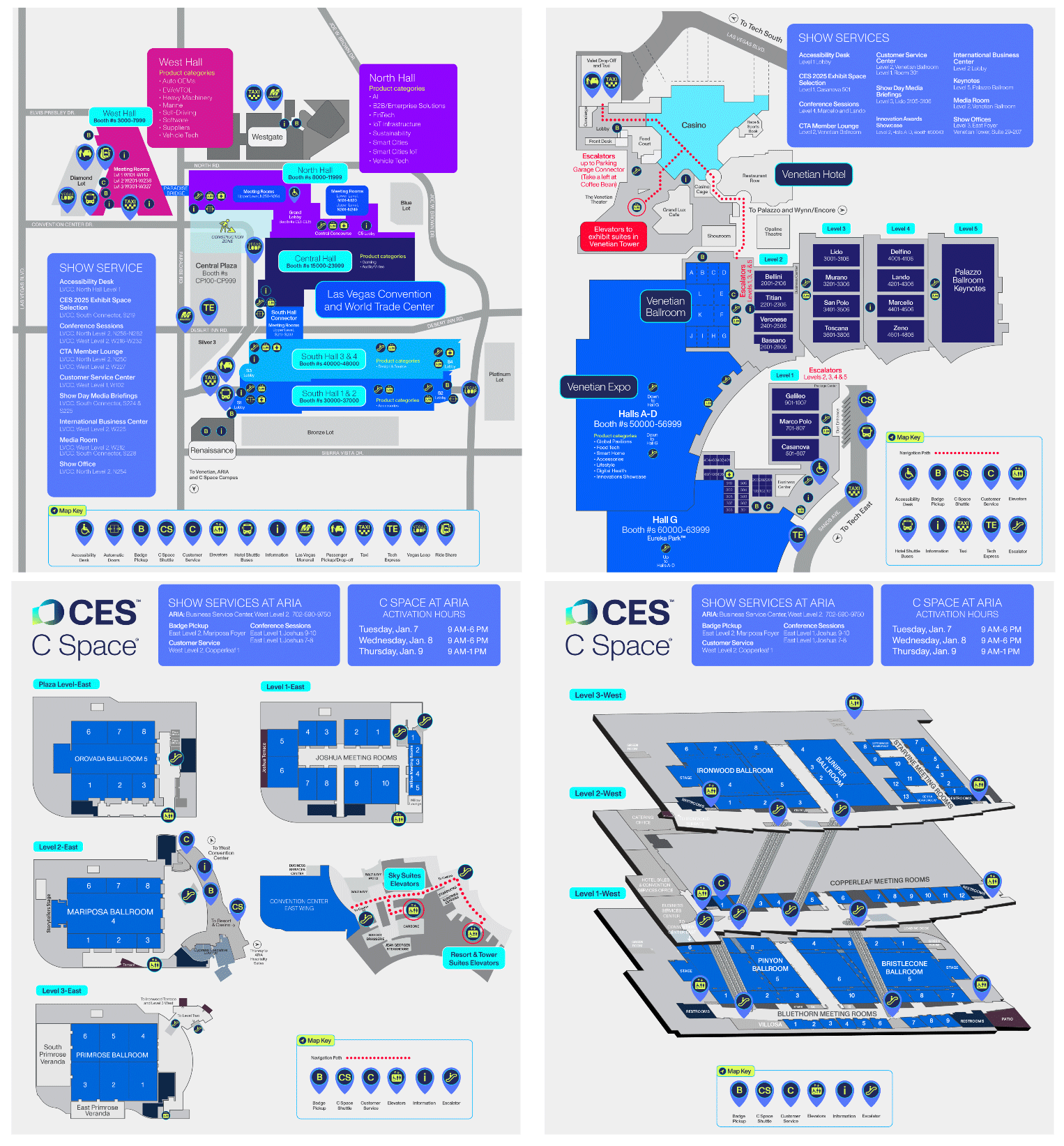 CES 2025の開催場所のフロアマップ: 参照元 Floor Plan - CES 2025