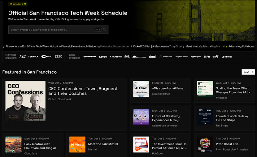 SF Tech Weekのオフィシャルイベントカレンダー